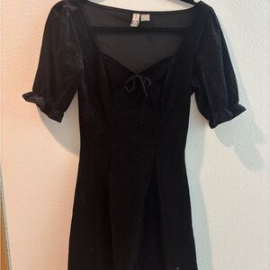 Sparkly Black Puff Sleeve Dress